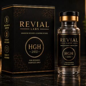 Revial Labs HGH Somatropin 24IU research vial and box, for research use only