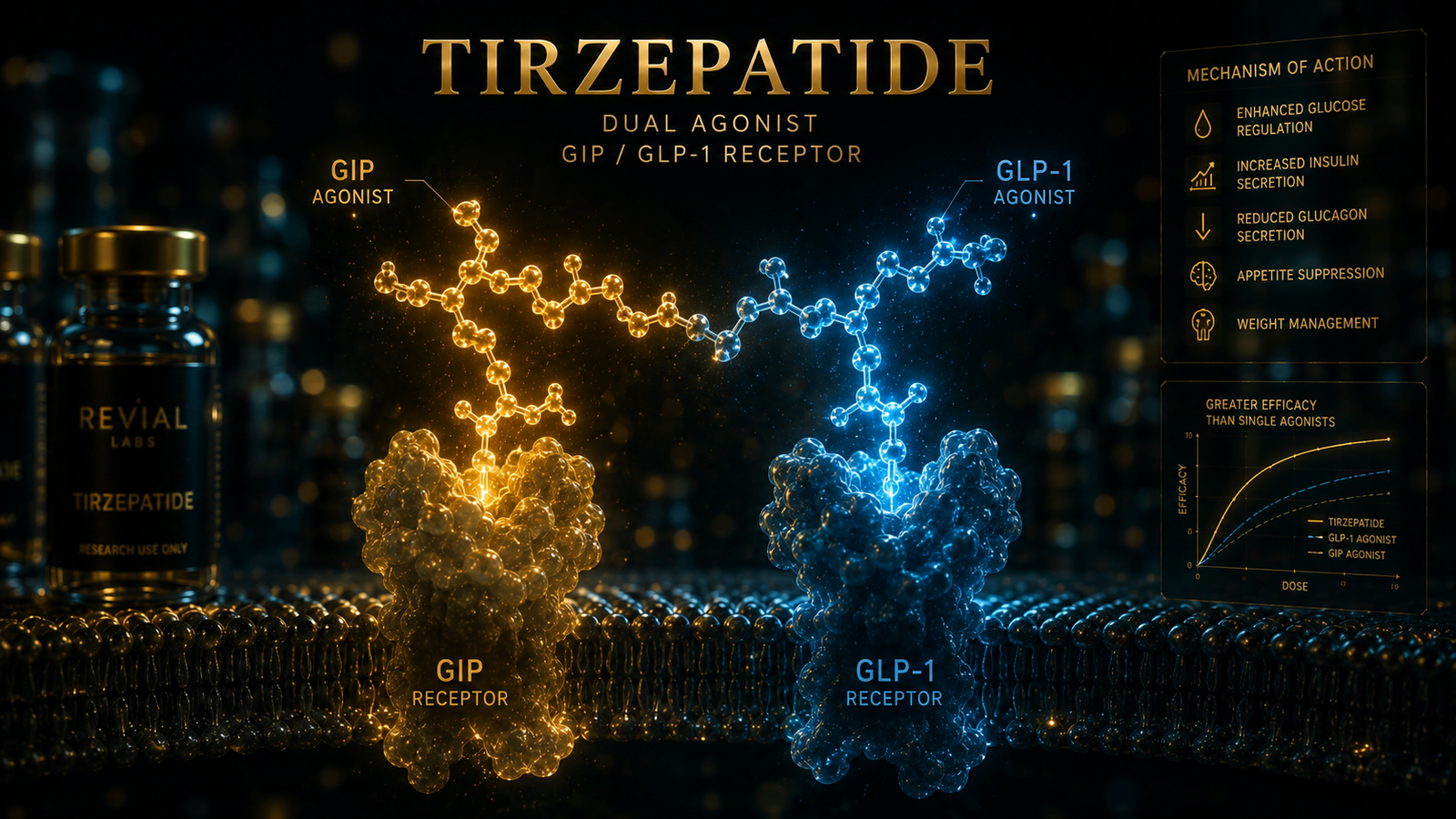 Tirzepatide dual GLP-1 GIP receptor research